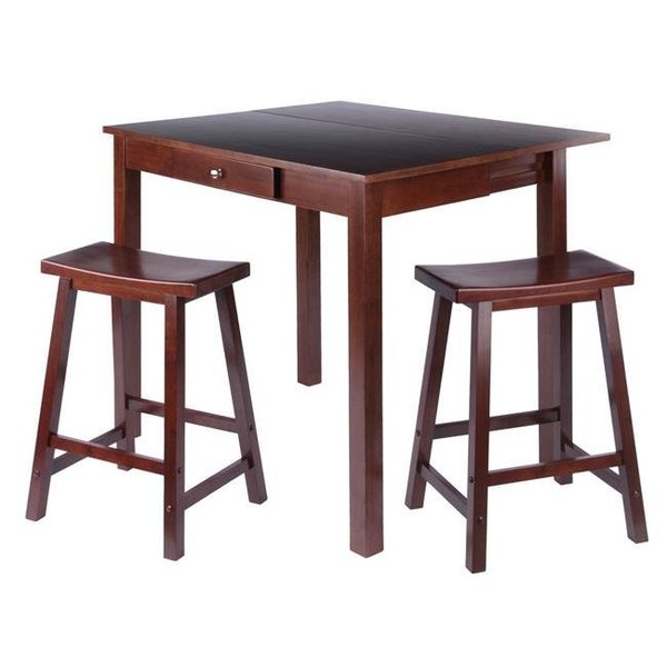 Winsome Wood Winsome Wood 94804 Perrone Set High Table with Saddle Seat Stools - 3 Piece 94804
